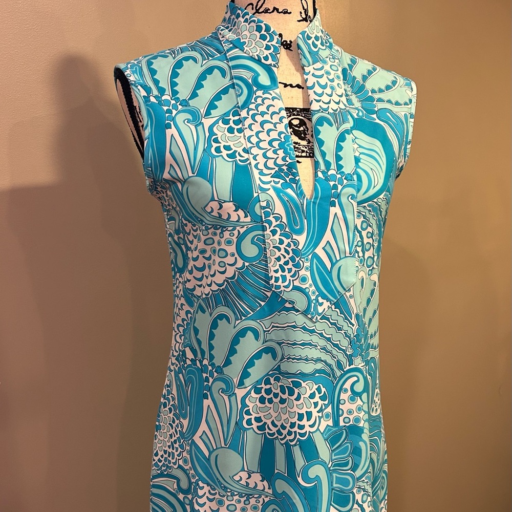 Jude Connally Turquoise & White Printed Midi Dress - Picture 14 of 16